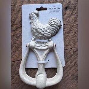 Red Shed Cast Iron White Rooster Door Knocker
